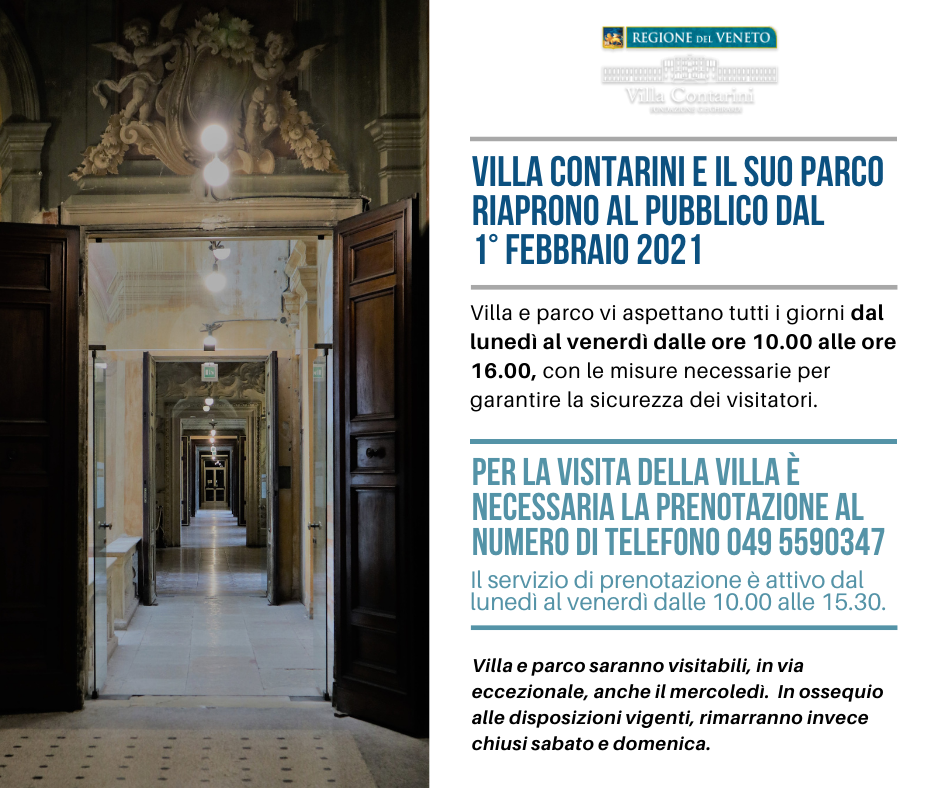 Villa Contarini riapre dal 1° febbraio 2021